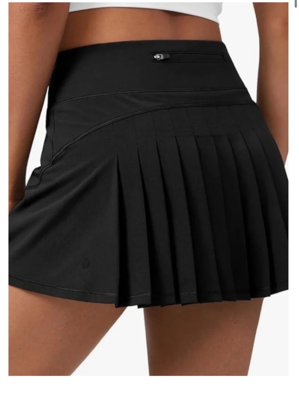 Crz Yoga Black Pleated Workout Skort Size M